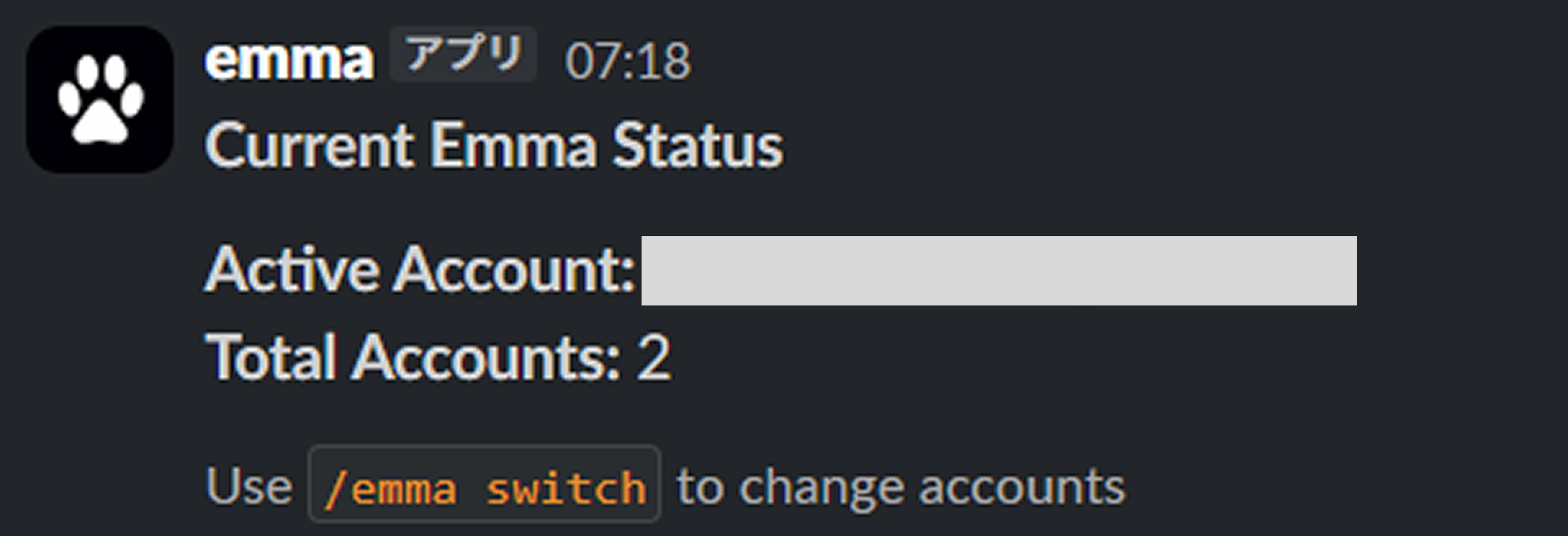 Slack status command example